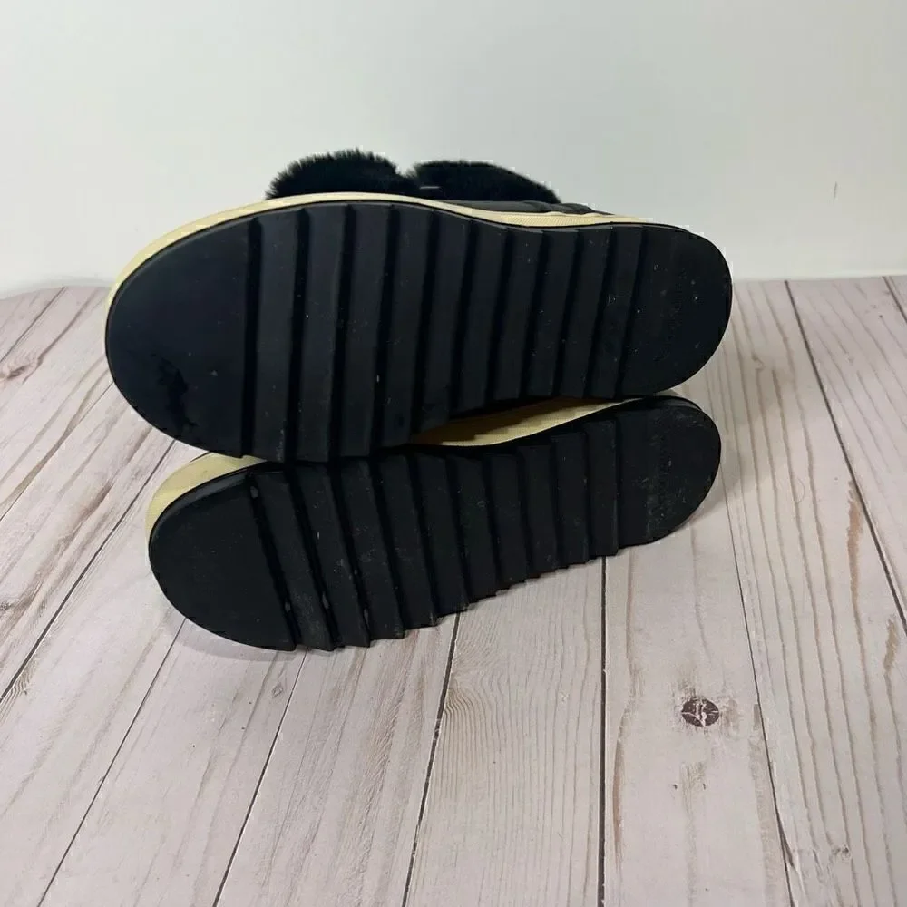 UGG by Koolaburra Tynlee Black Suede Leather Faux Fur Lined Zip Up Boots Winter